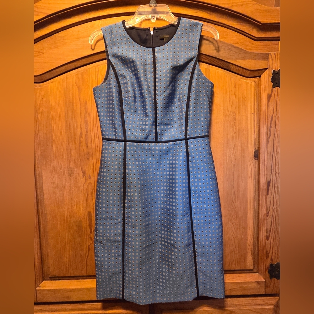 J. Crew Paneled Sleeveless Sheath Dress Lined Blue Size 6